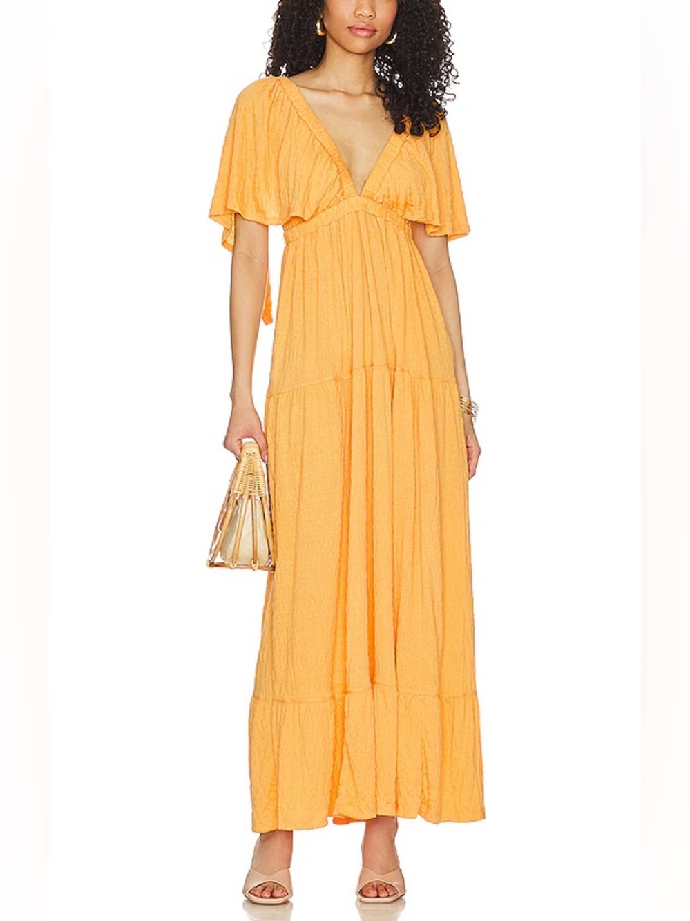 Women’s Free People FP Beach La La Maxi Dress Yellow-Orange Size L